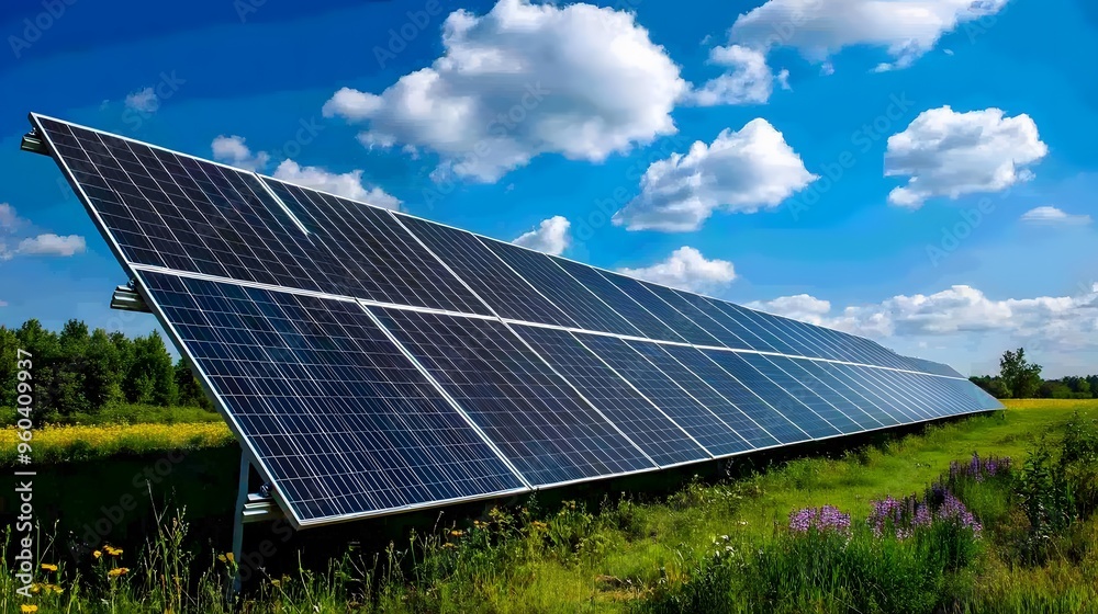 Ground-Mounted Solar Array in Open Field: A Vivid Tapestry of Sustainable Power and Natural Splendor Ground-Mounted Solar Array in Open Field: A Vivid Tapestry of Sustainable Power and Natural Splendor
