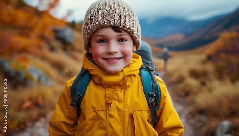 A young boy with bright eyes and rosy cheeks is bundled up in a cozy yellow jacket, standing A young boy with bright eyes and rosy cheeks is bundled up in a cozy yellow jacket, standing