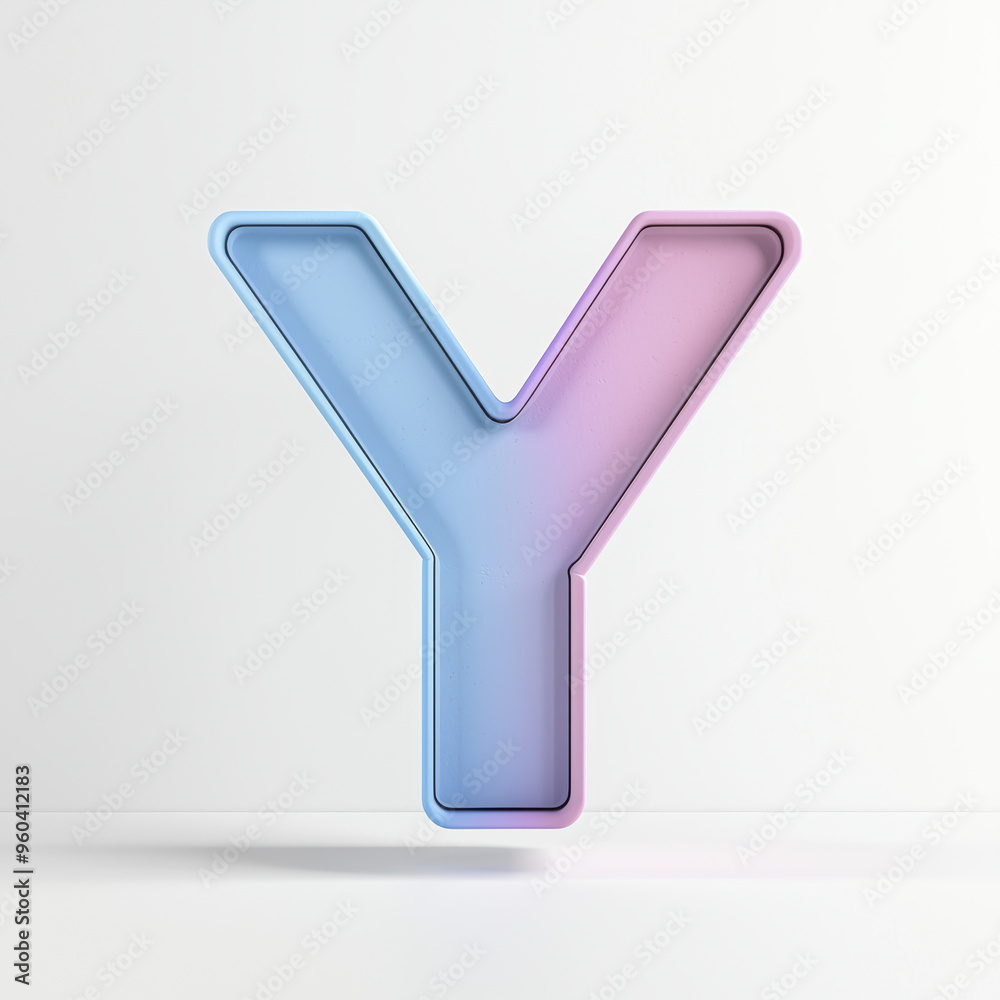 A pastel colored 3D letter Y with soft matte surfaces, creating modern and stylish look.