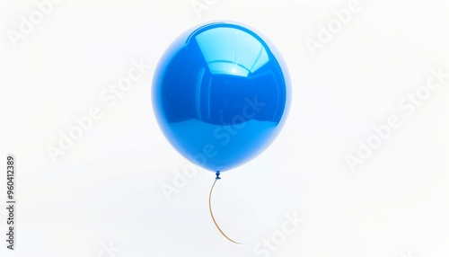 Serene Blue Balloon Floating in Solitude: A Captivating Image on White Background