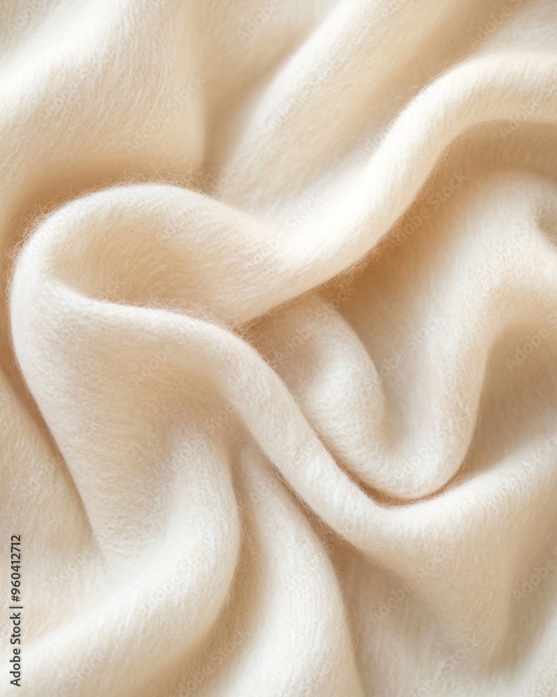 Cozy light beige fabric with soft texture and gentle folds creates a warm atmosphere Cozy light beige fabric with soft texture and gentle folds creates a warm atmosphere
