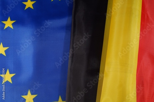 European Union and German flags displayed together in unity photo