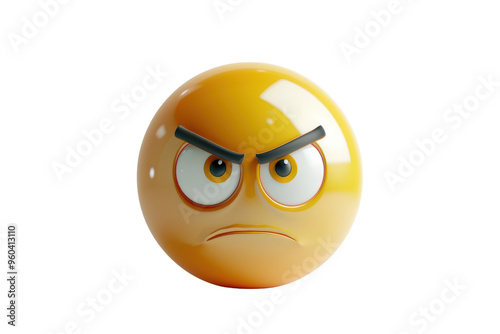 A vibrant, angry emoji face with furrowed brows and piercing eyes, perfect for expressing frustration and displeasure in digital communication. photo