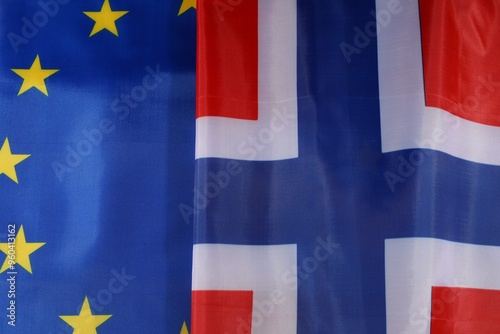 EU and Iceland flags at a political event photo