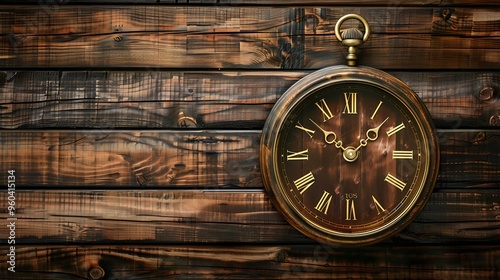 Certain exciting trendy clock against a wooden backdrop
