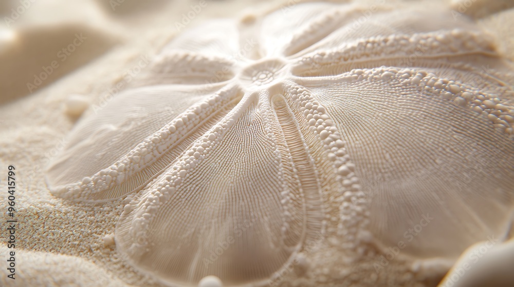 Intricate Sand Dollar Macro - Detailed Patterns and Textures on Light Sandy Background - Hyper-realistic Close-up Photography Intricate Sand Dollar Macro - Detailed Patterns and Textures on Light Sandy Background - Hyper-realistic Close-up Photography
