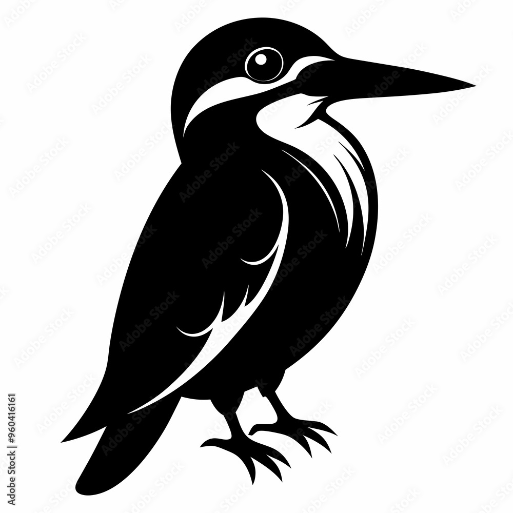 Fototapeta premium Kingfisher Black silhouette