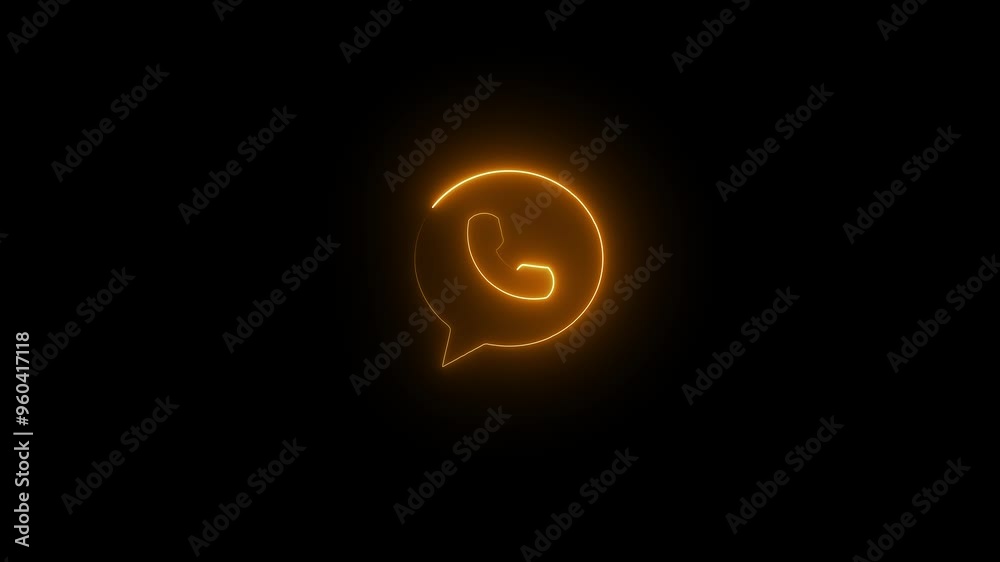 Neon glowing call icon voice animation on black background. Neon glowing call icon voice animation on black background.