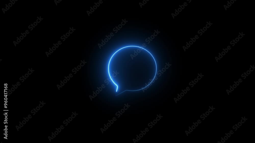 glowing neon blue color message box animation icon text message notification notice mailbox animated sign symbol on black background glowing neon blue color message box animation icon text message notification notice mailbox animated sign symbol on black background