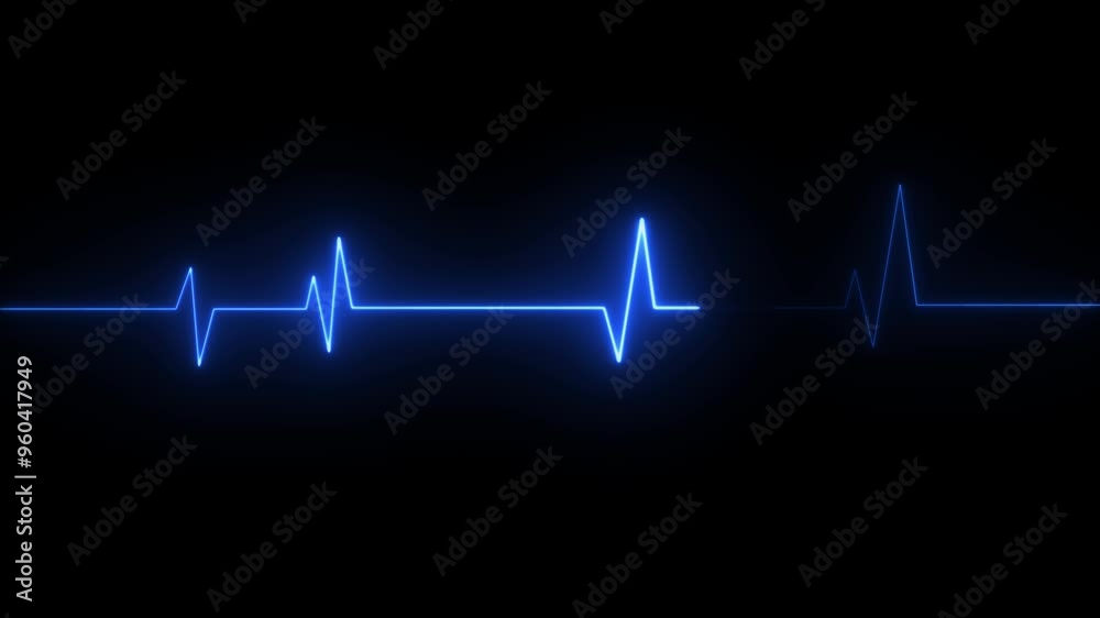 Neon Digital Heartbeat Plus Animation. Neon heartbeat on black isolated background. Neon Digital Heartbeat Plus Animation. Neon heartbeat on black isolated background.