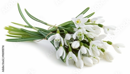Serene Beauty: Snowdrops Floating on a White Canvas