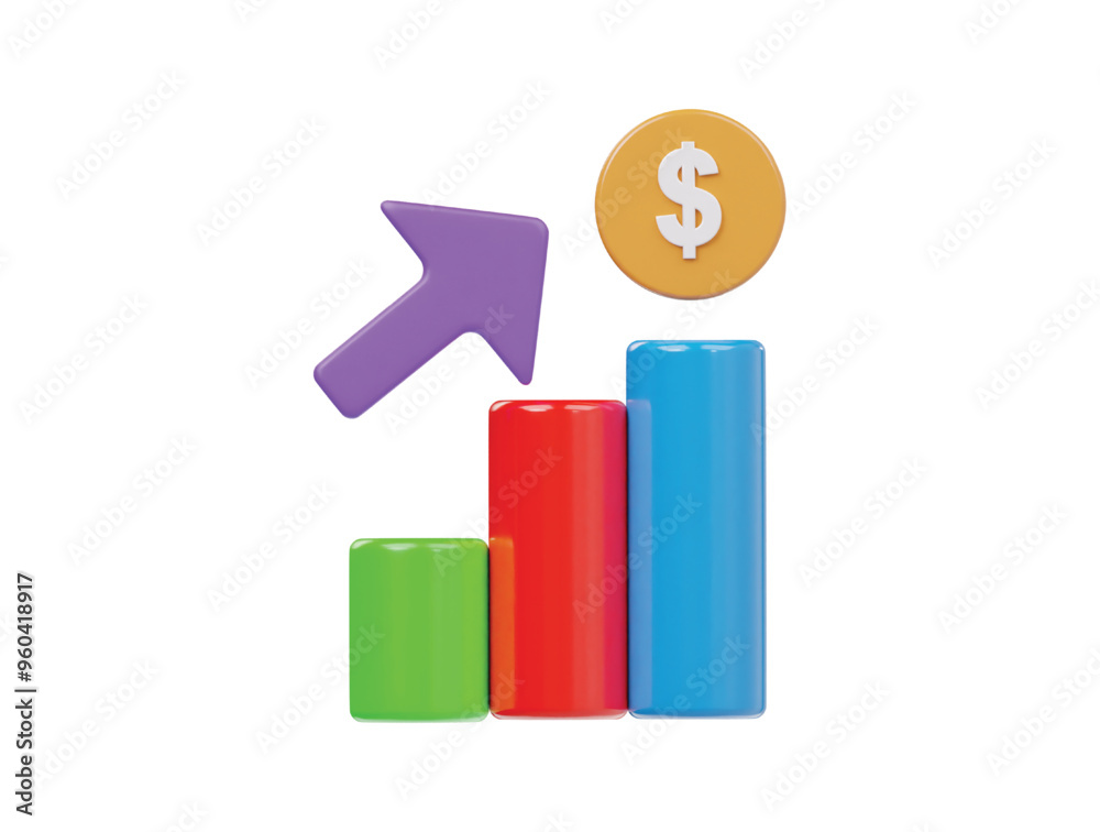 Business growth icon 3d render illustration Business growth icon 3d render illustration
