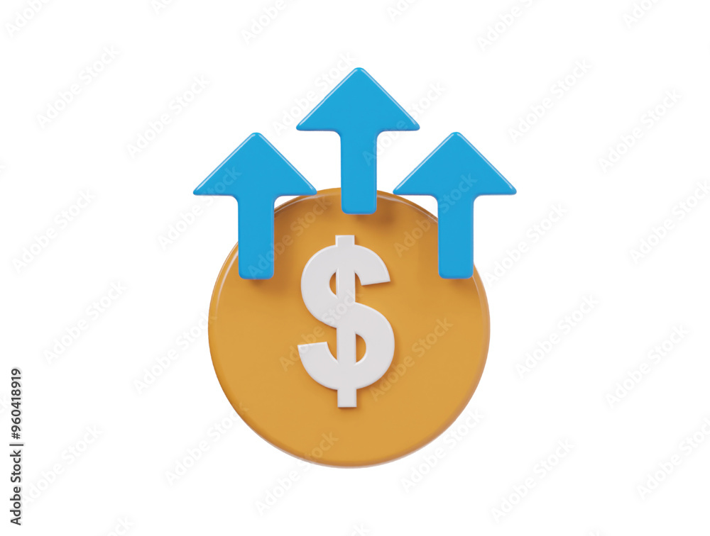 Business growth icon 3d render illustration Business growth icon 3d render illustration