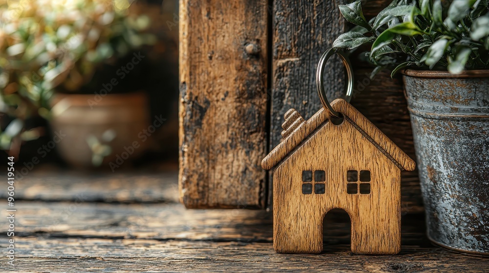 Unlocking the Dream Home - Open Door with Key and House-shaped Keychain Unlocking the Dream Home - Open Door with Key and House-shaped Keychain