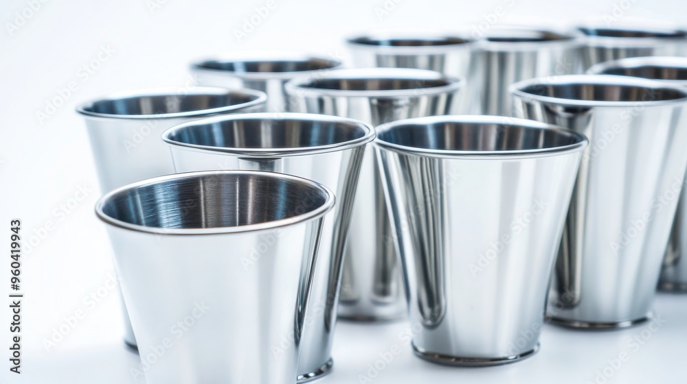 Set of Modern Stainless Steel Cups - Medium Shot (AE510814) Set of Modern Stainless Steel Cups - Medium Shot (AE510814)