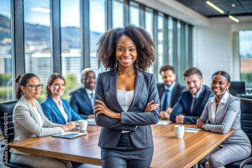 Confident businesswoman leading a team professional leadership
