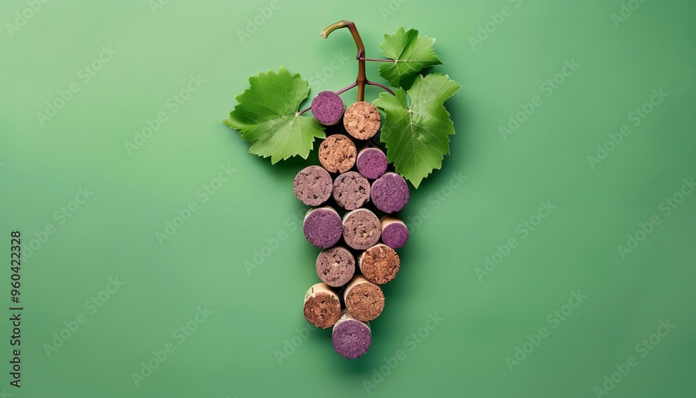 Fototapeta premium Wine Cork Grapes: A Refreshing Poster Concept