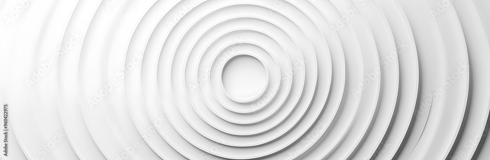 Obraz premium Minimalist White Concentric Circles Pattern - Abstract 3D Rendering Background for Graphic Design Projects