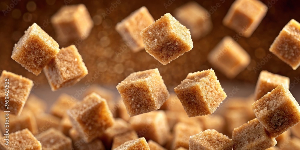 Brown sugar cubes floating in a sea of brown sugar Brown sugar cubes floating in a sea of brown sugar