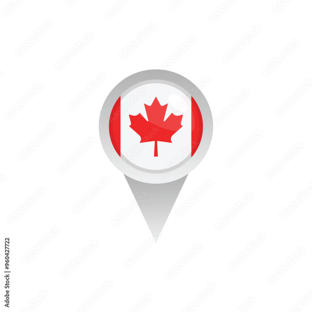 Canada Flag And Location Sign Vector Design. Canada Flag And Location Sign Vector Design.