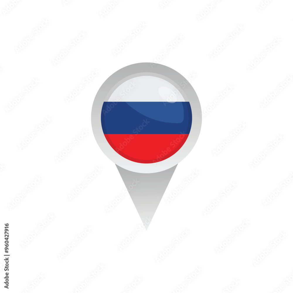 Russia Flag And Location Sign Vector Design. Russia Flag And Location Sign Vector Design.