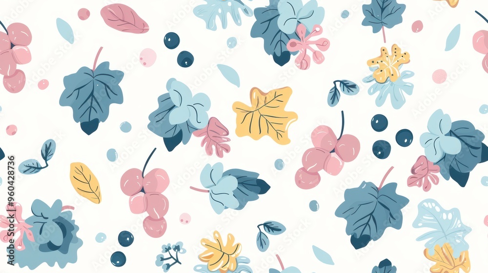 Seamless repetitive background pattern of grape and leaf for fabric design Seamless repetitive background pattern of grape and leaf for fabric design