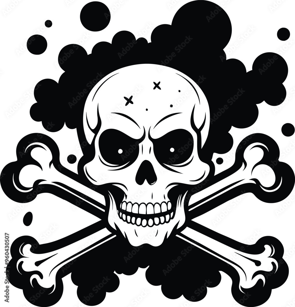 Skull and Crossbones and grunge smoke silhouette illustration Skull and Crossbones and grunge smoke silhouette illustration