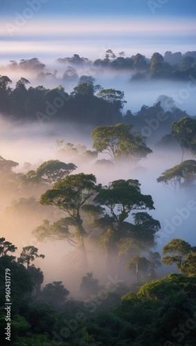 Rainforest on a foggy morning