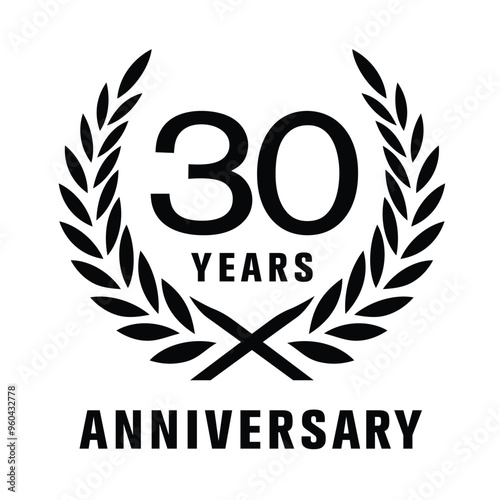 30 years anniversary vector icon, logo. Design element with graphic sign and number for 30th anniversary
