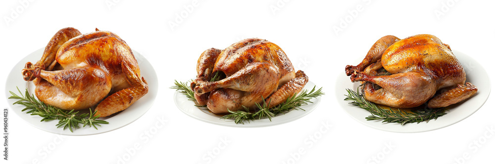 Set of A delicious roasted chicken served with a medley of colorful vegetables on transparent background Set of A delicious roasted chicken served with a medley of colorful vegetables on transparent background