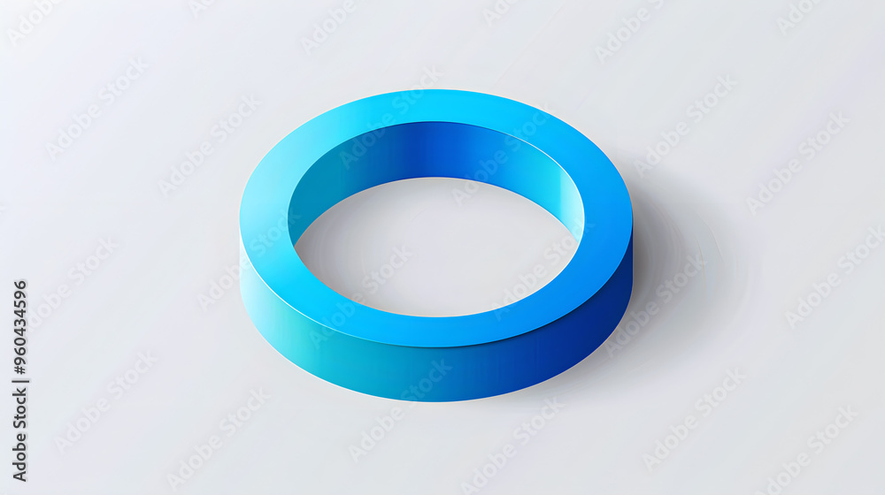 Modern 3D Blue Gradient Circular Ring Shape on Minimalist White Background – Abstract Geometric Design for Branding, Technology, and Creative Projects Modern 3D Blue Gradient Circular Ring Shape on Minimalist White Background – Abstract Geometric Design for Branding, Technology, and Creative Projects