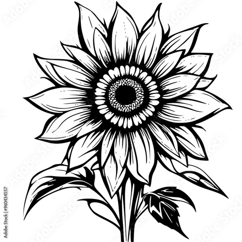 black and white flower
