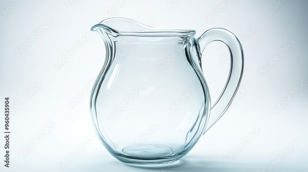 Modern Glass Pitcher with Minimalist Design Close-Up Shot on White Background Modern Glass Pitcher with Minimalist Design Close-Up Shot on White Background