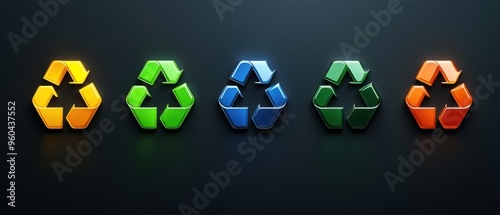 recycle icon set on dark background.