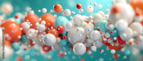 Futuristic 3D Spheres Floating in Digitized Space photo