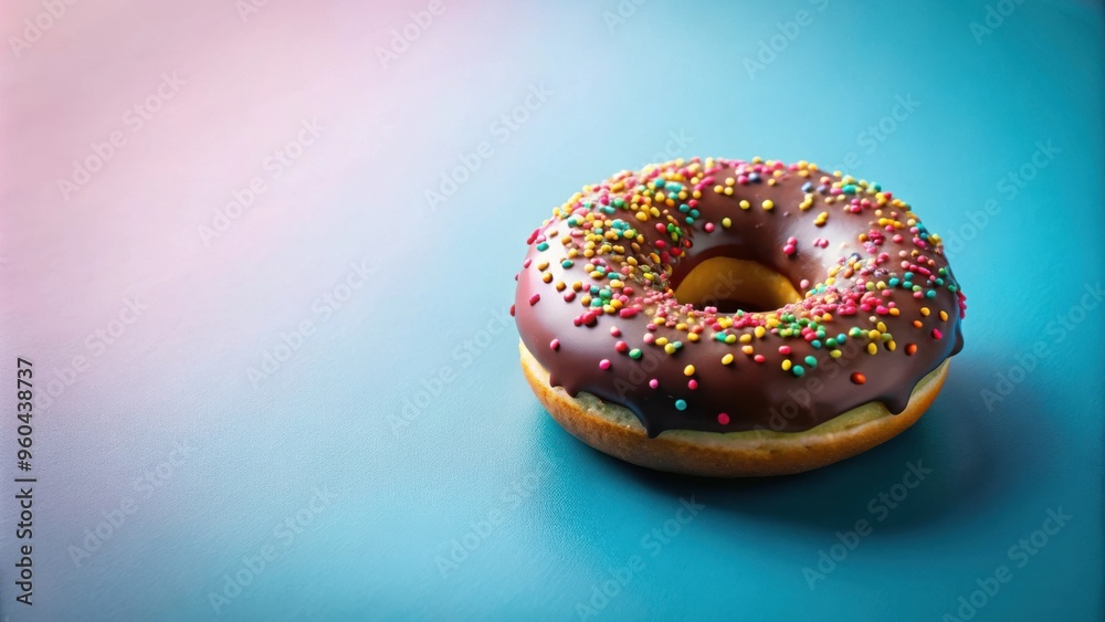 Chocolate donut with colorful sprinkles on gradient background, perfect for dessert lovers and sweet cravings Chocolate donut with colorful sprinkles on gradient background, perfect for dessert lovers and sweet cravings