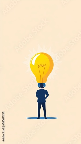 Business innovation, entrepreneur creating new solutions, flat design illustration photo