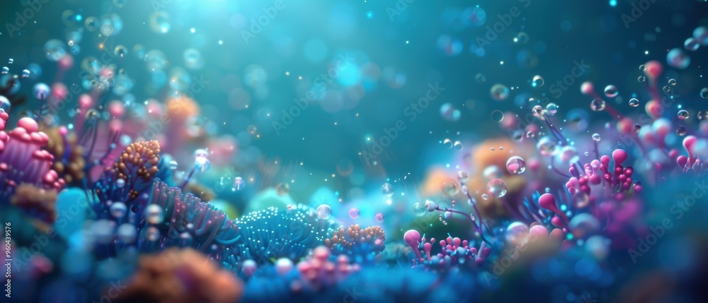 Ethereal Underwater Fantasy: Vibrant Glowing Coral Reef and Marine Life in Surreal Scene Ethereal Underwater Fantasy: Vibrant Glowing Coral Reef and Marine Life in Surreal Scene
