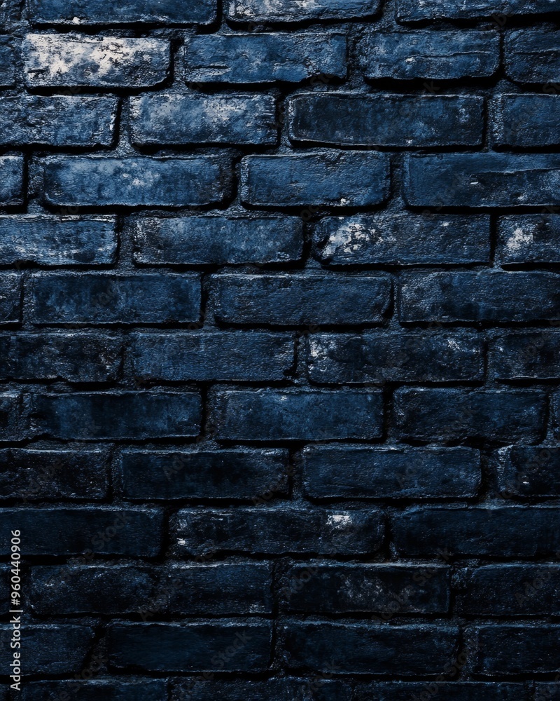 Dark blue industrial brick wall texture with sharp details and high contrast Dark blue industrial brick wall texture with sharp details and high contrast