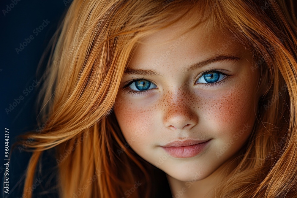 Girl’s face, freckles, natural beauty adds a touch of charm and individuality Girl’s face, freckles, natural beauty adds a touch of charm and individuality