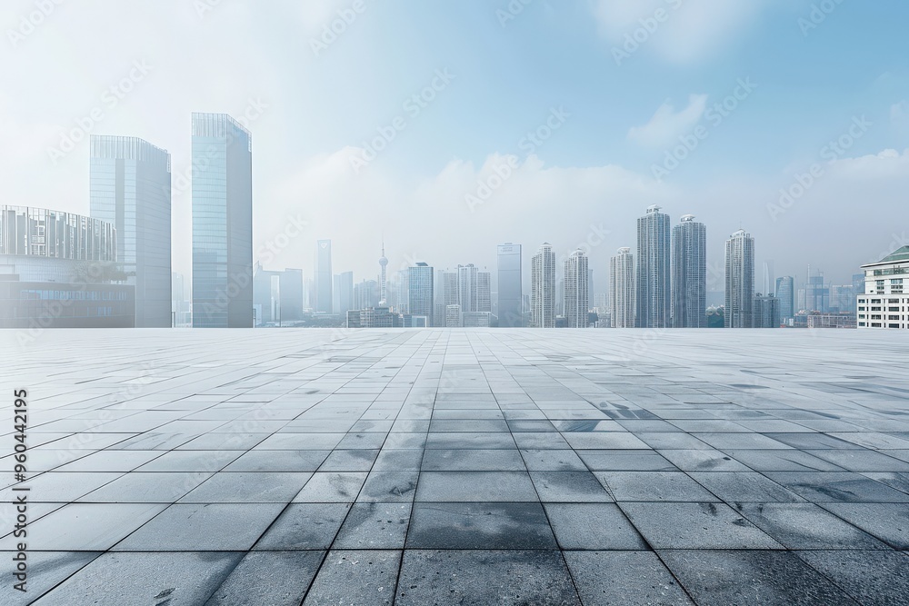 A city skyline with a large empty building in the middle, generative ai image A city skyline with a large empty building in the middle, generative ai image