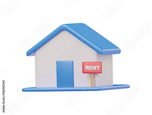 Rent home icon 3d render illustration 