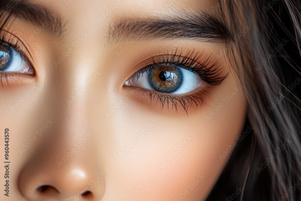 Fototapeta premium Girlâ€™s face, symmetrical features, classic beauty exemplifies balance and harmony