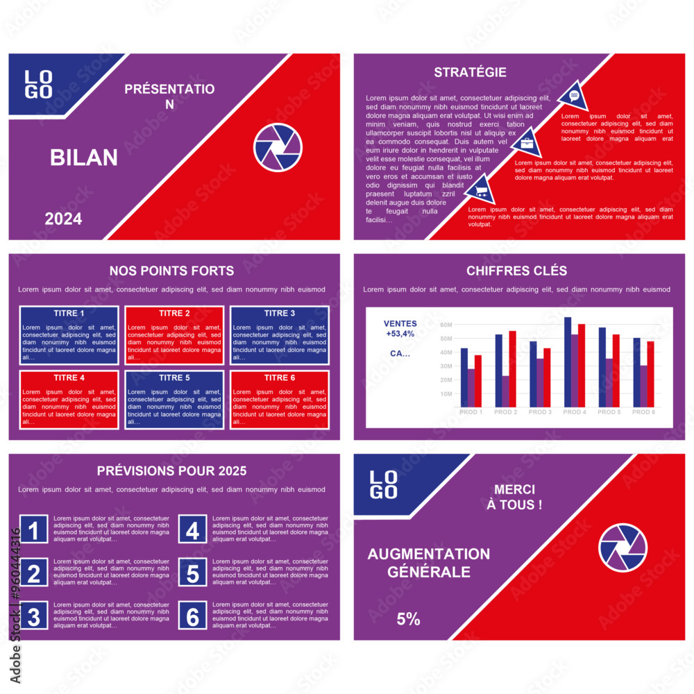 Ensemble de modèles de présentation modernes et colorés. pour présentation, image de marque, dépliant, , publicité,  rapport annuel, powerpoint…