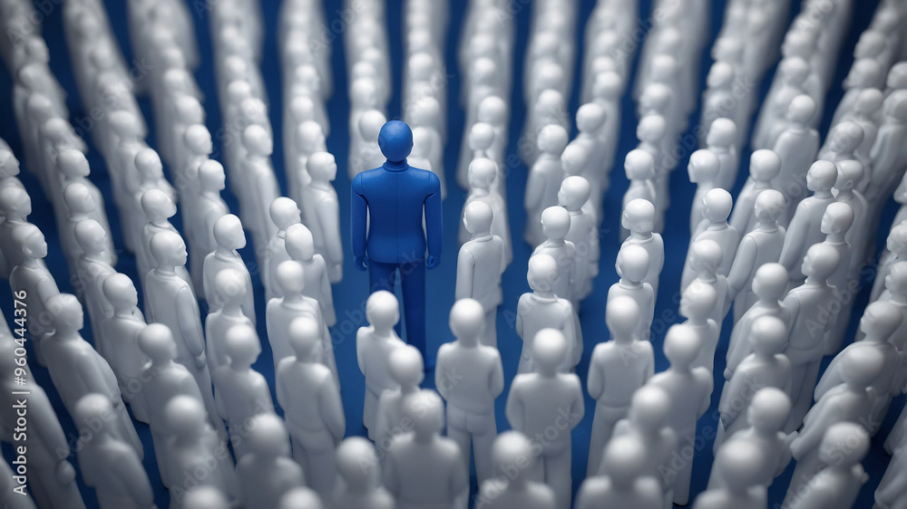 Obraz premium Central figure surrounded by people, symbolizing leadership, influence, and community dynamics.