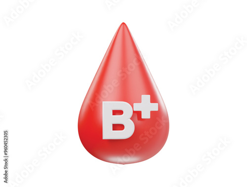 Blood b positive icon 3d render illustrtion