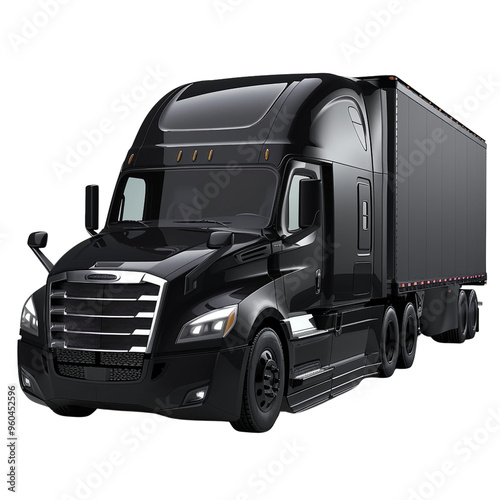 Black Semi-Truck with Trailer