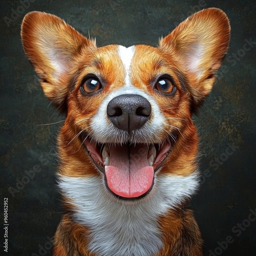 Hyber realistic photo of  very funny dog  , copy space for text, photo