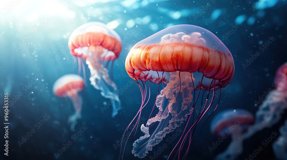 Naklejka premium Aerial perspective of a whimsical underwater realm