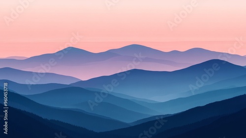 A serene mountain landscape showcasing smooth, layered peaks under a pastel sky. Perfect for nature and travel themes.